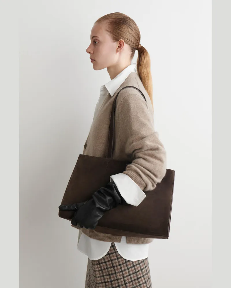 COS Lange Lederhandschuhe Schwarz