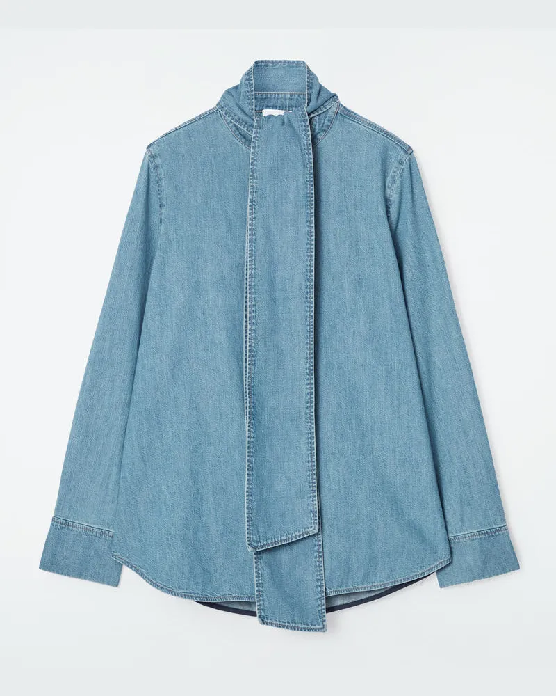 COS Bluse Aus Denim Mit Bindedetail Blau