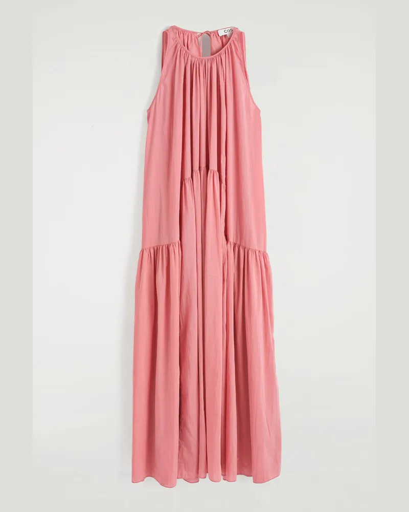 COS Neckholder-Maxikleid Mit Raffungen Rosa