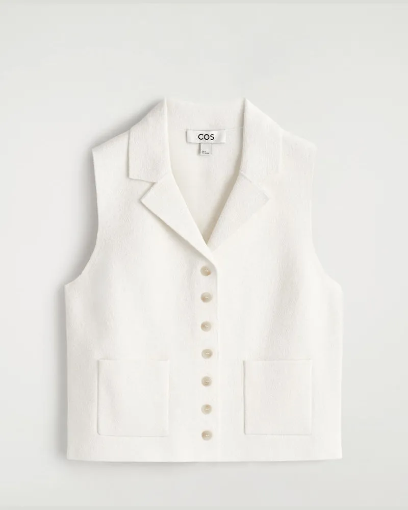 COS Bouclé-Strickweste Weiß