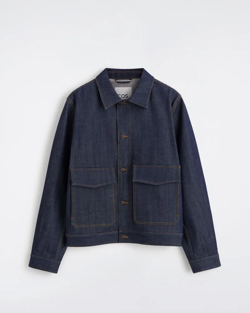COS Jeansjacke Aus Raw Denim Mit Webkante Blau