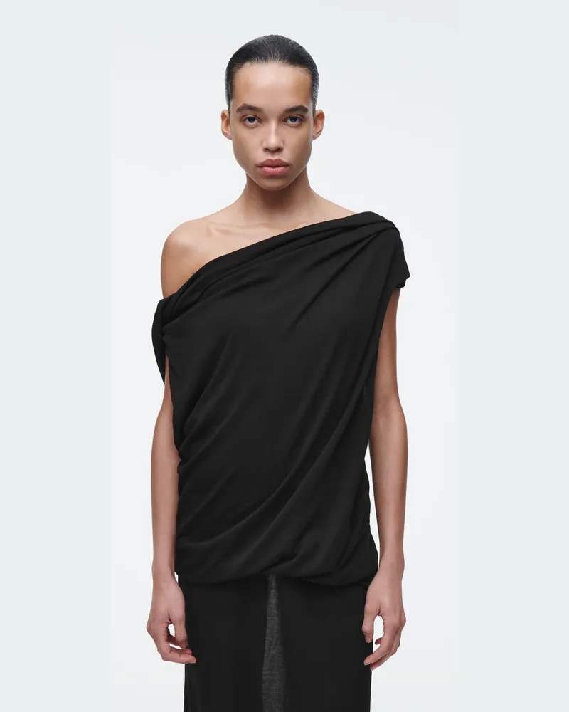 COS Drapiertes Strickoberteil Schwarz