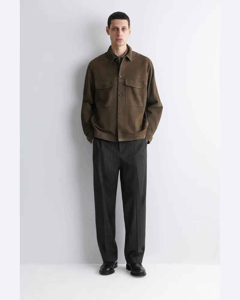 COS Truckerjacke Aus Veloursleder Grün