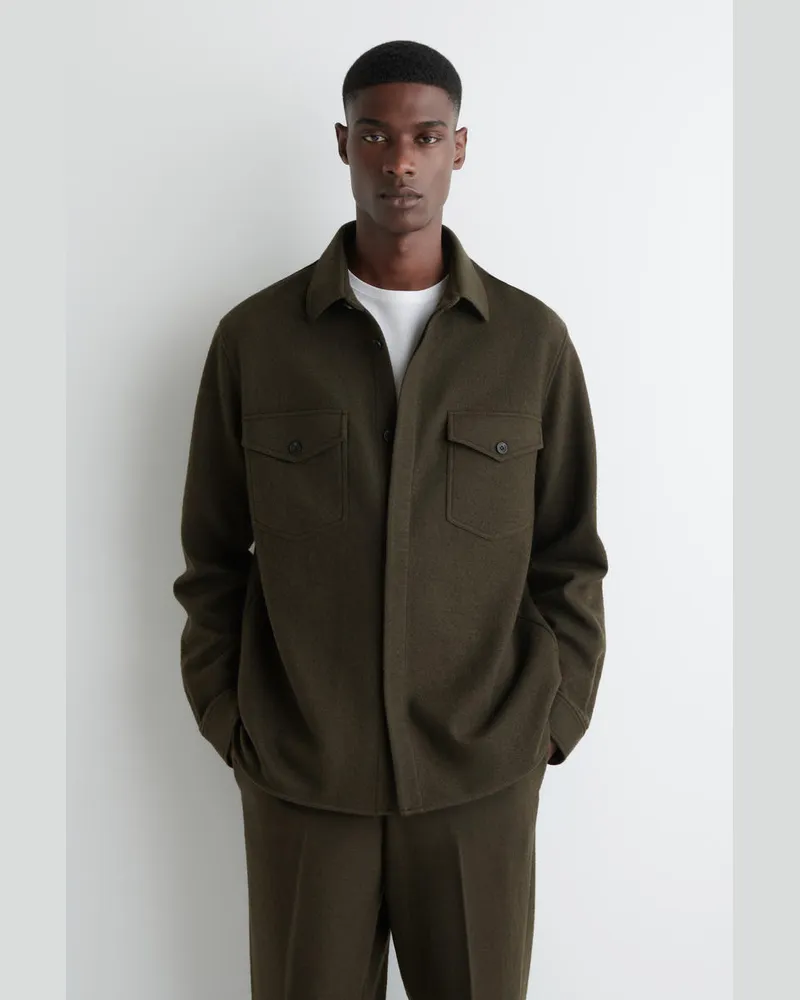 COS Lockere Hemdjacke Aus Gekochter Wolle Grün