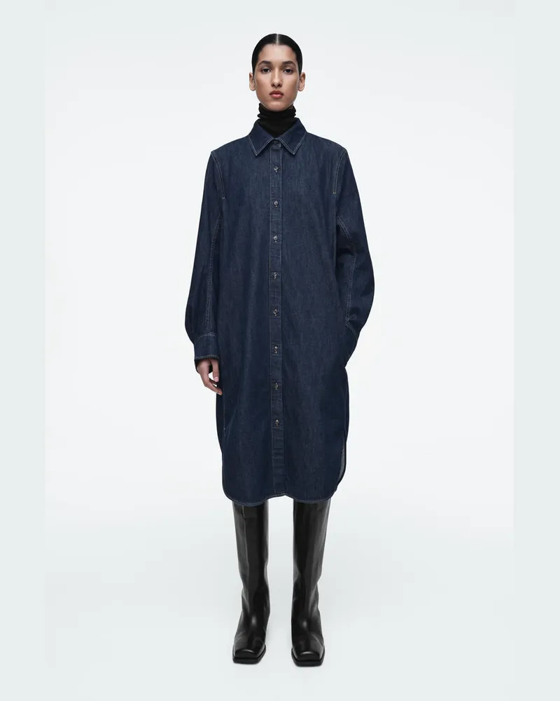 COS Midi-Hemdkleid Aus Denim Blau