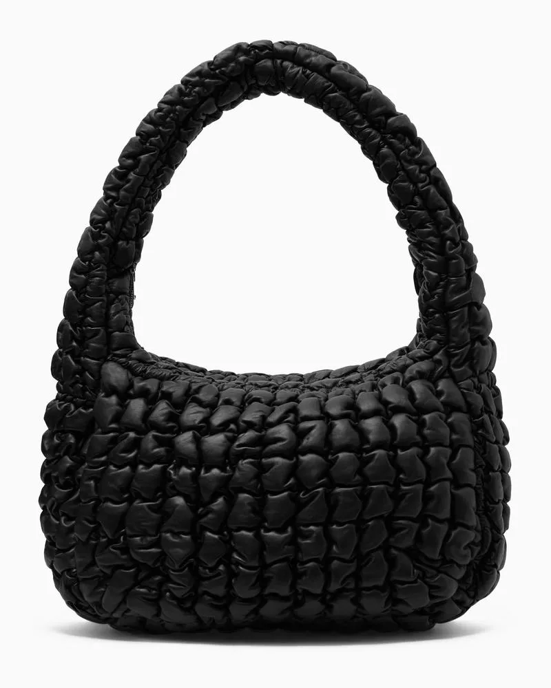 COS Gesteppte Oversized-Umhängetasche - Leder Schwarz
