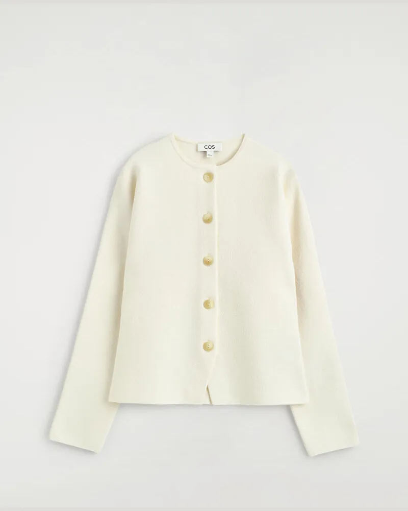 COS Skulpturale Strickjacke Aus Baumwolle Weiß