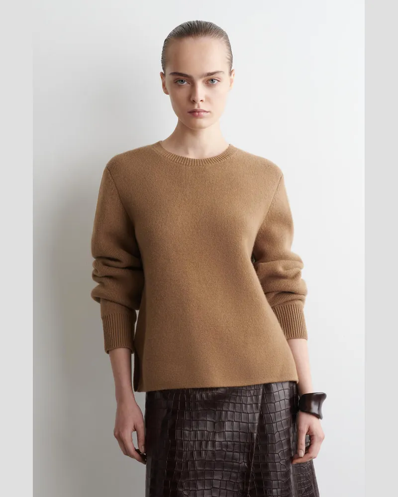 COS Pullover Aus Merinowolle Mit Rundhalsausschnitt Beige