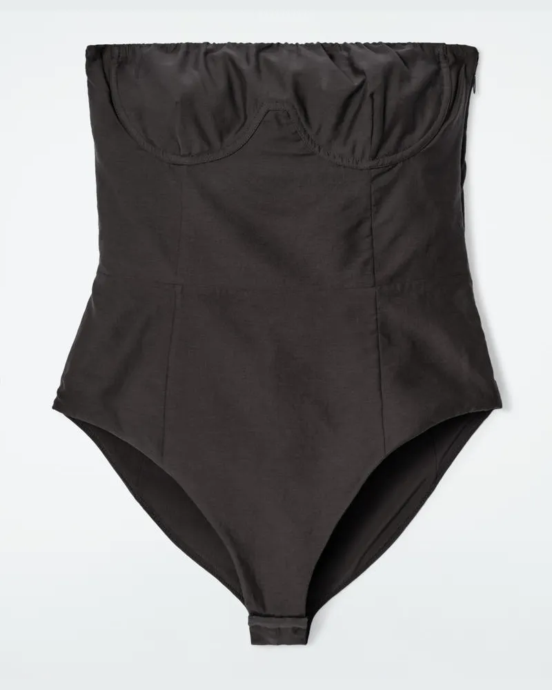 COS Bandeau-Body In Korsett-Optik Braun