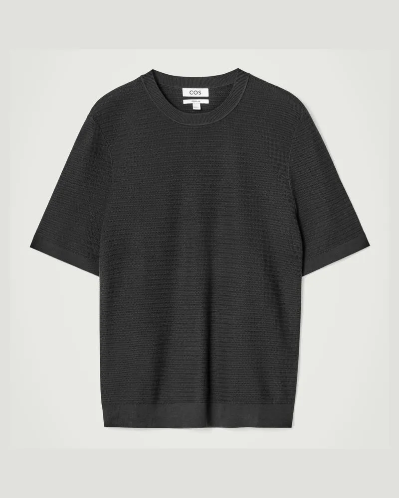 COS Strukturiertes T-Shirt Aus Baumwolle Blau