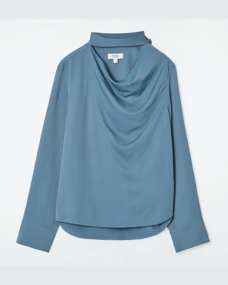 COS Drapierte Bluse Mit Schaldetail Blau