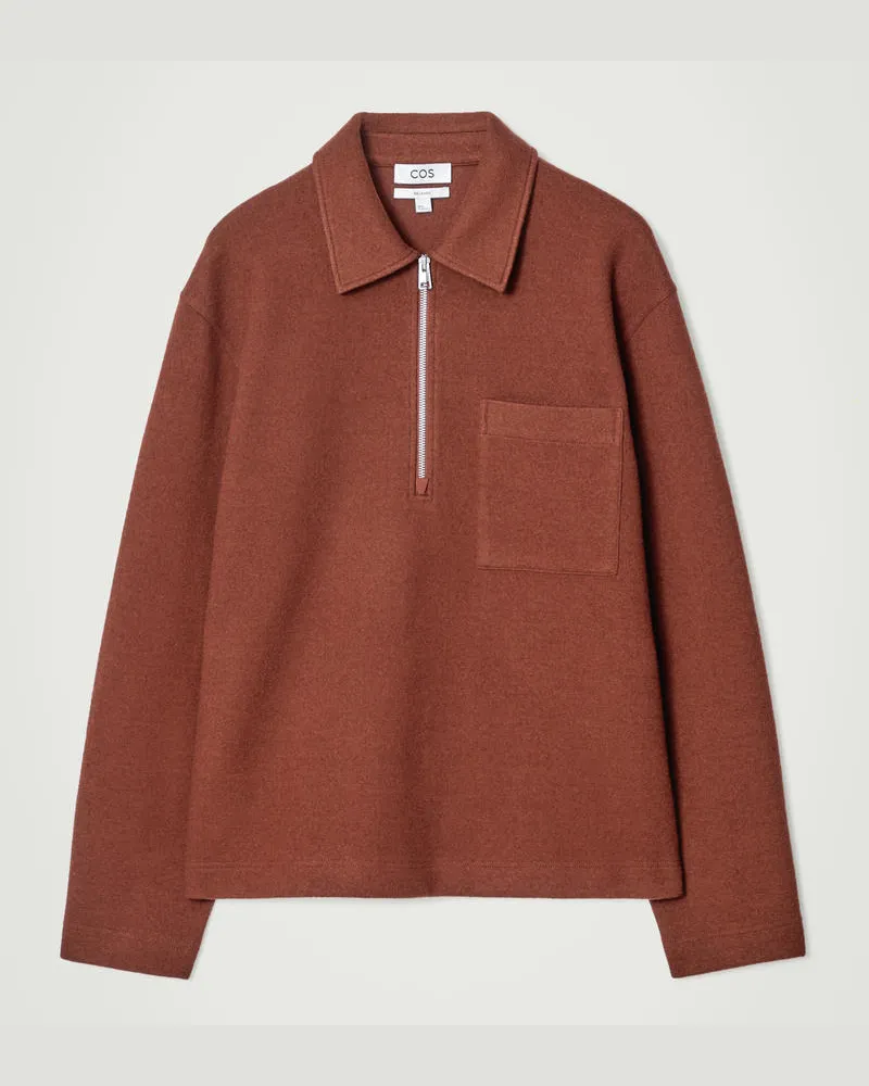 COS Pullover Aus Kochwolle Mit Kurzem Reissverschluss Braun