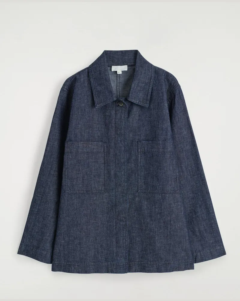 COS Hemdjacke Aus Denim Mit Seitlichen Bändern Blau