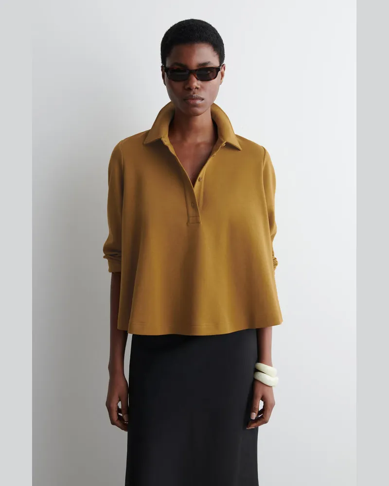 COS Ausgestelltes Poloshirt Aus Baumwolljersey Gelb