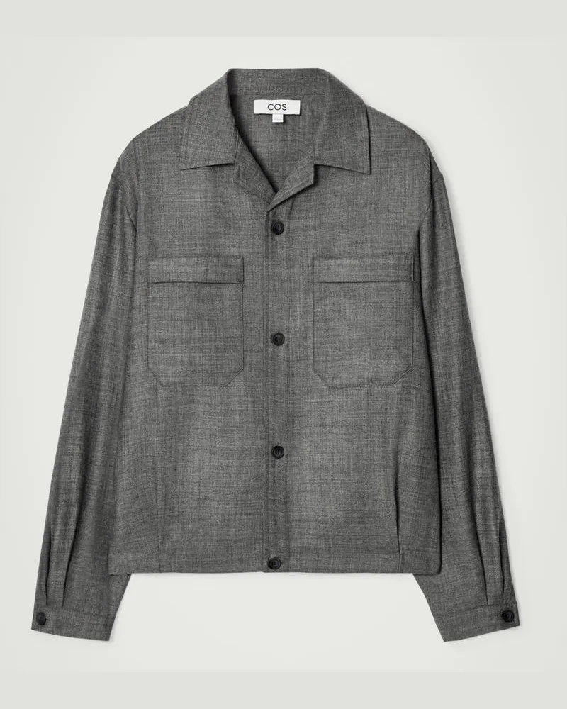 COS Hemdjacke Aus Wollflanell Grau