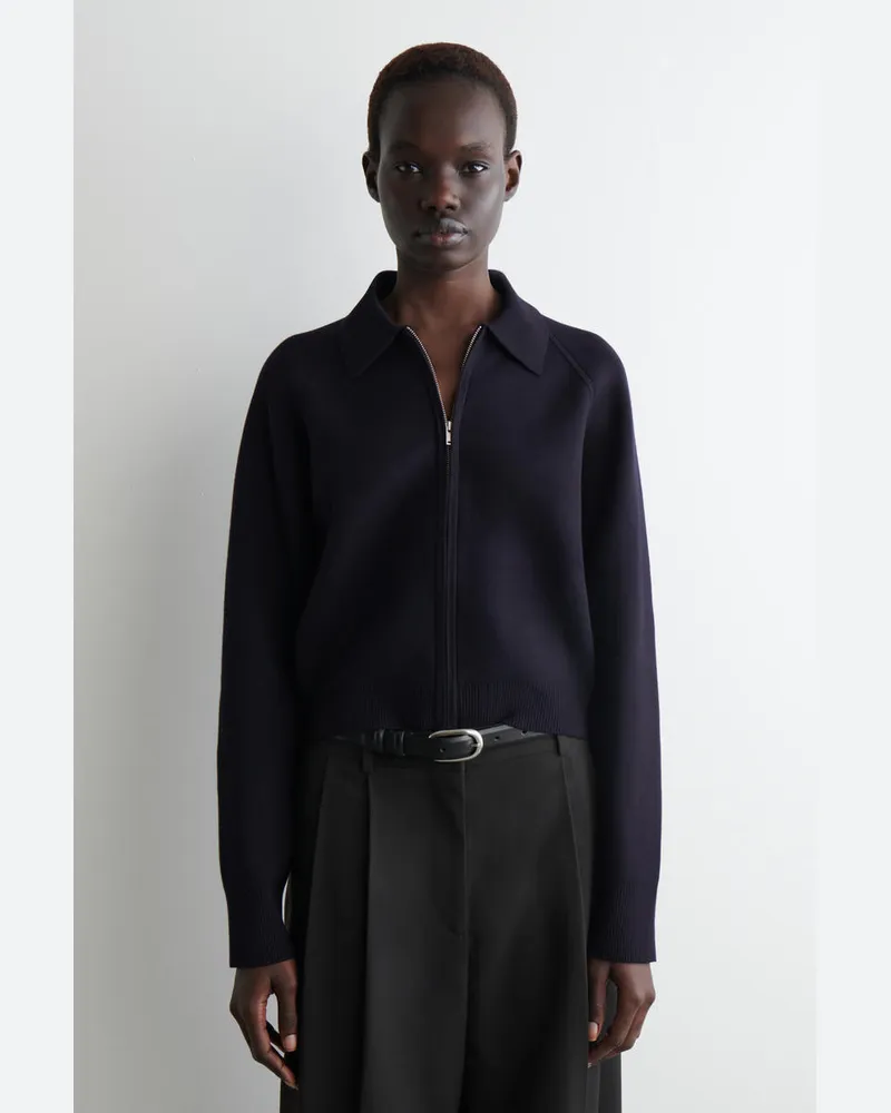 COS Strickjacke Aus Doubleface-Material Blau