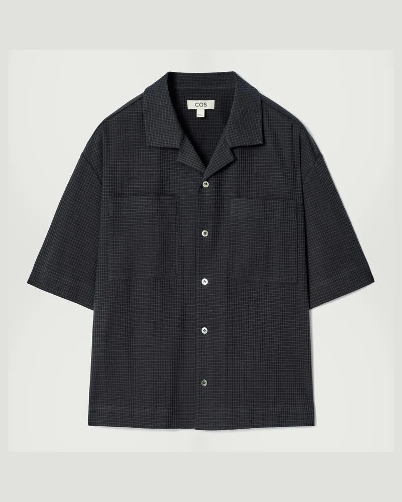 COS Lockeres Freizeithemd Aus Strukturierter Baumwolle Blau