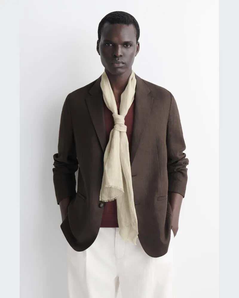 COS Leinenschal Mit Fransen Beige