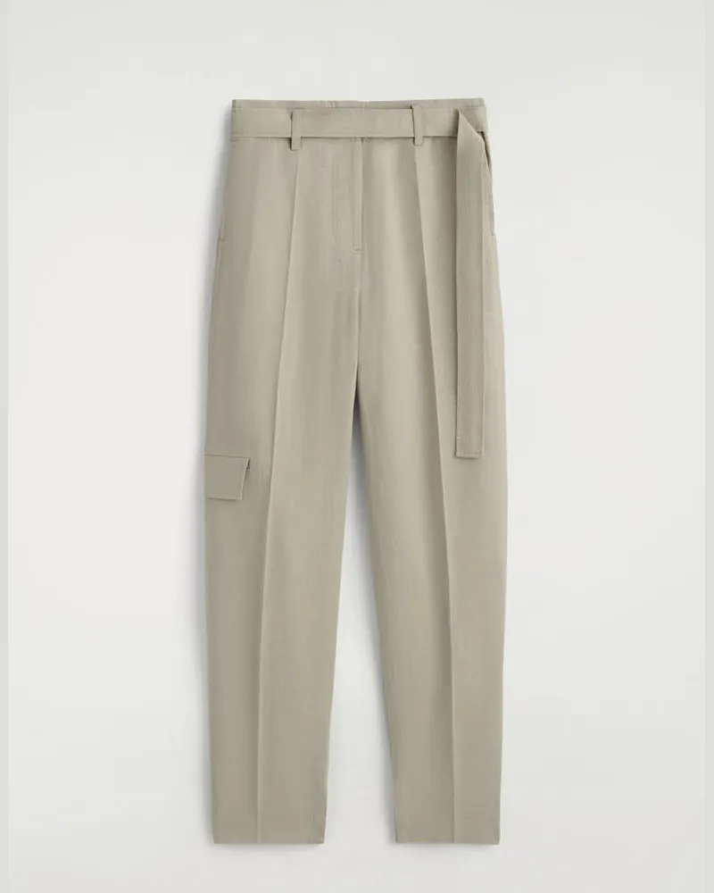 COS Leinenhose Mit Barrel-Bein Und Gürtel Beige