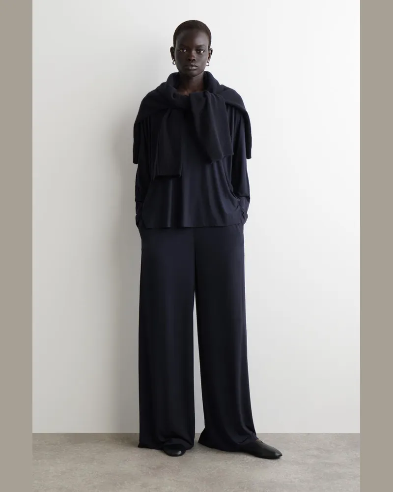 COS Fliessende Jerseyhose Mit Weitem Bein Blau