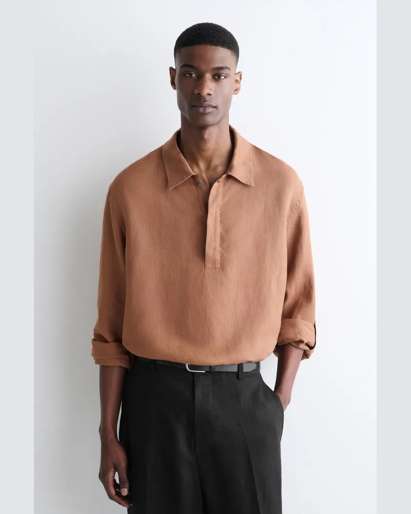 COS Popover-Hemd Aus Leinen Braun