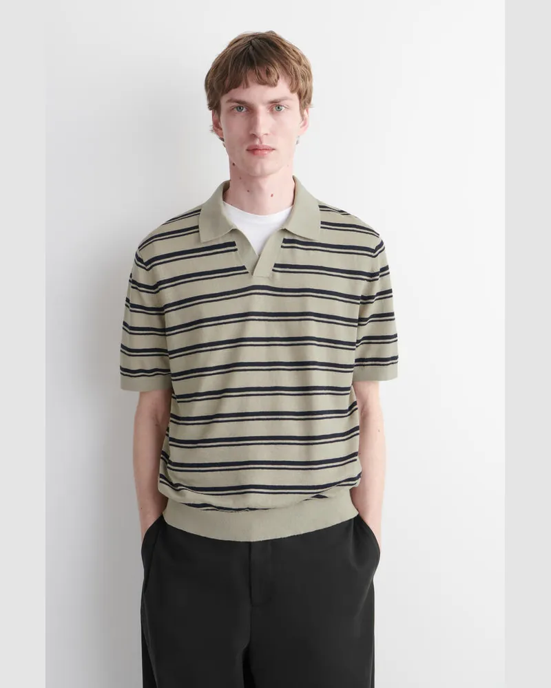 COS Gestricktes Poloshirt Aus Leinen Beige