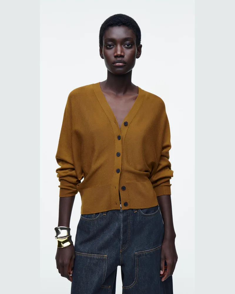 COS Strickjacke Aus Merinowolle Mit Fledermausärmeln Gelb