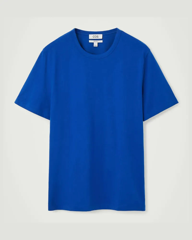 COS T-Shirt Aus Gebürsteter Baumwolle Blau