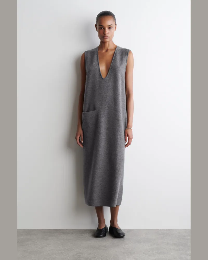 COS Midikleid Aus Gekochter Wolle Grau