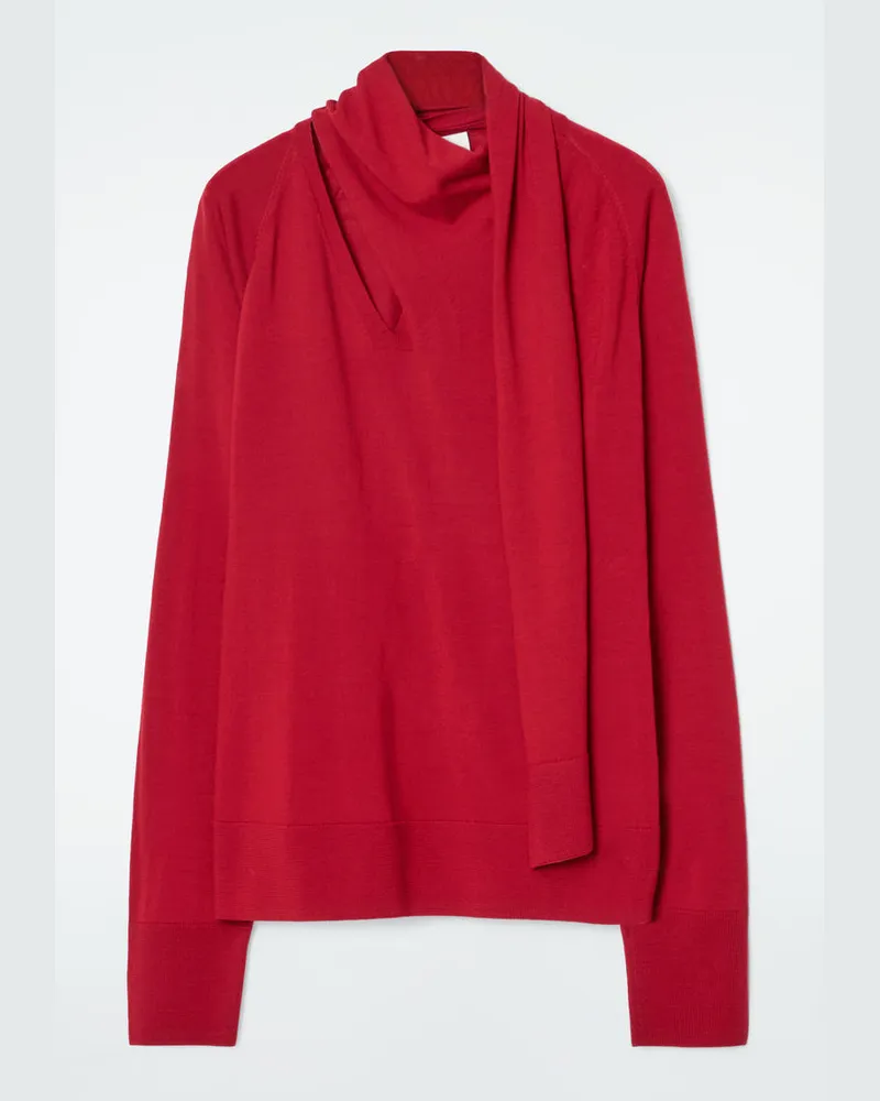 COS Wollpullover Mit Rollkragen Und Schaldetail Rot