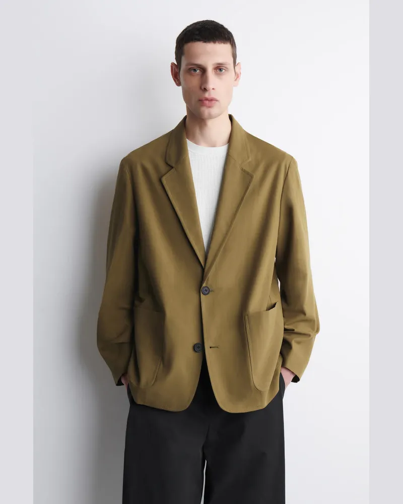 COS Unstrukturierter Blazer Aus Baumwolle Grün