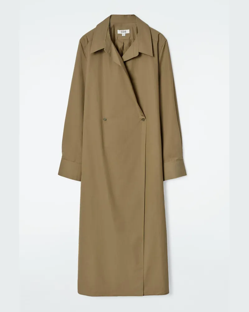 COS Doppelreihiges Hemdkleid In Midilänge Grün