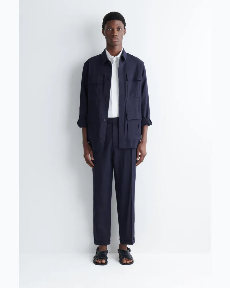 COS Leinenhose Mit Normaler Passform Und Geradem Bein Blau