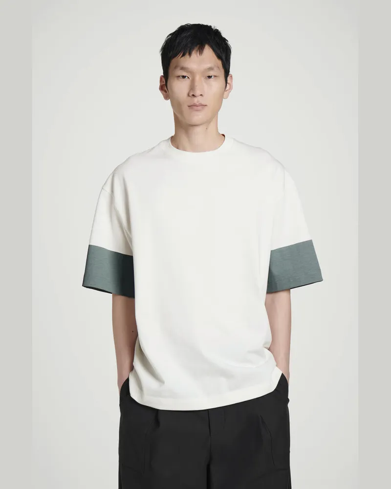 COS Oversized-T-Shirt Aus Baumwolle Mit Kontrastpartie Weiß