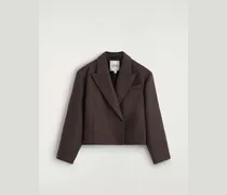 Verkürzter Oversized-Blazer Aus Gekochtem Woll-Mix