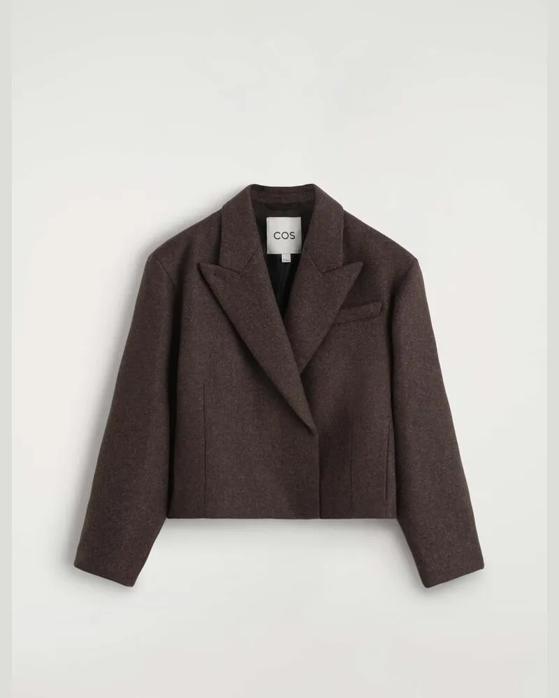 COS Verkürzter Oversized-Blazer Aus Gekochtem Woll-Mix Braun