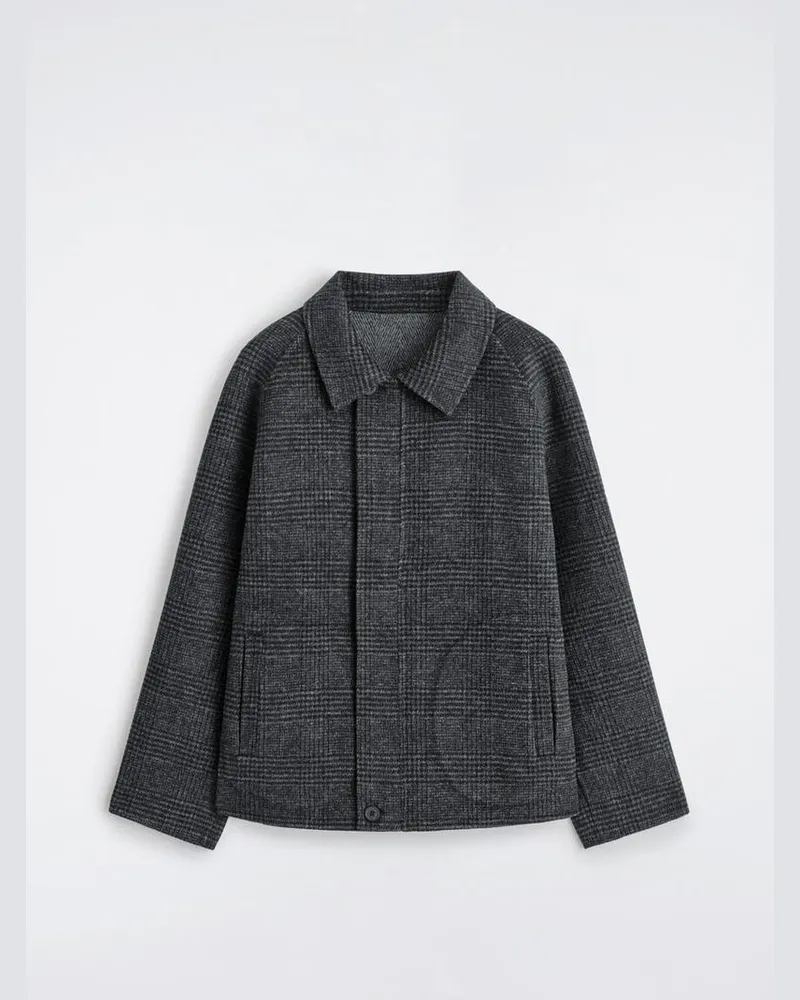 COS Wendbare Wolljacke Mit Karo- Und Fischgrätmuster Grau