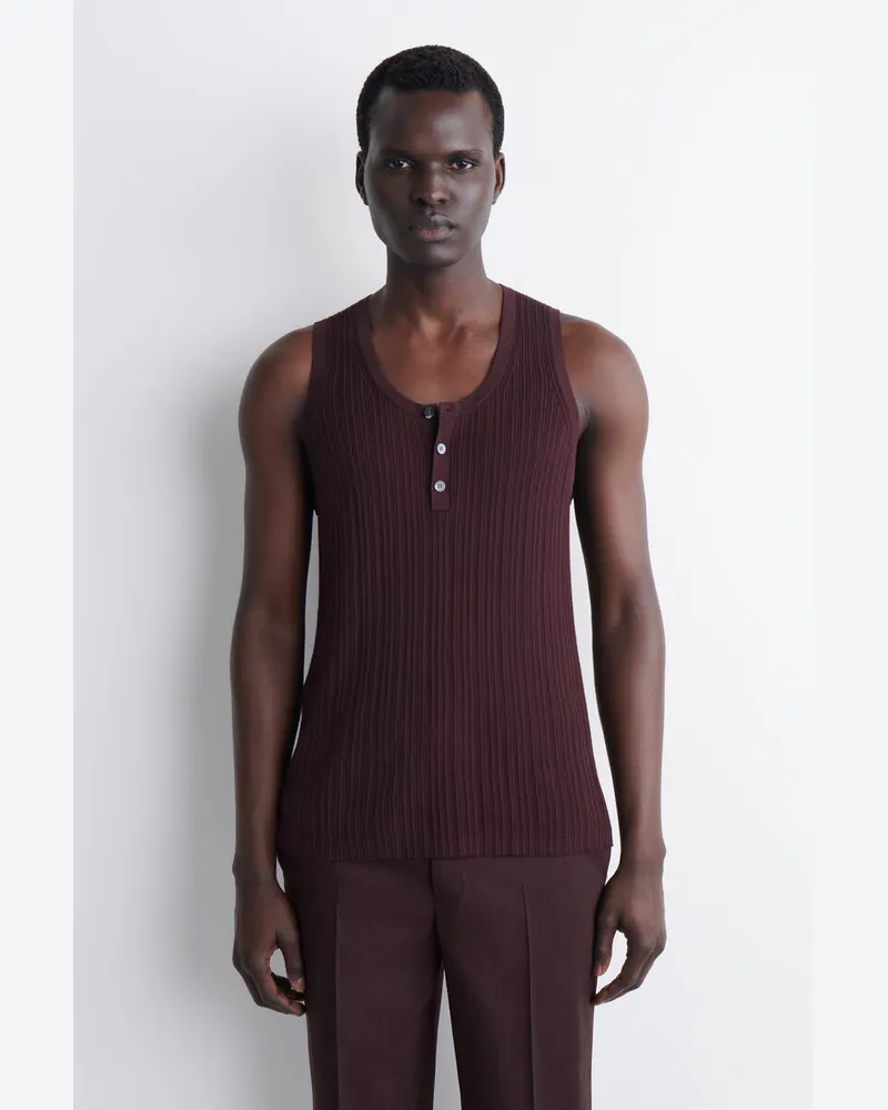 COS Henley-Tanktop Aus Seiden-Baumwoll-Mischung Rot