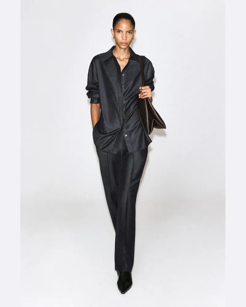 COS Hose Aus Wollflanell Mit Geradem Bein Grau