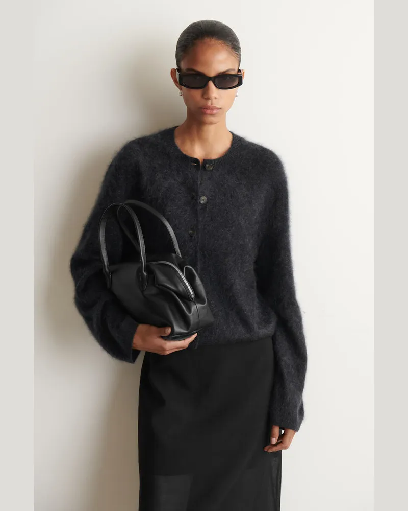 COS Brushed-Cashmere Crew-Neck Cardigan Grau