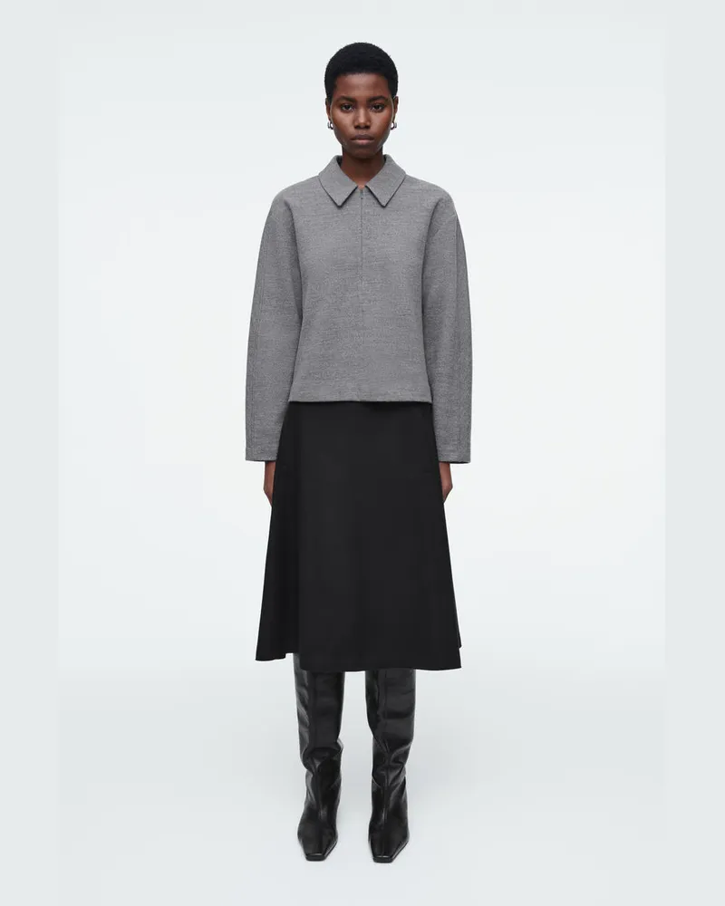 COS Strickjacke Aus Kochwolle Mit Reissverschluss Grau