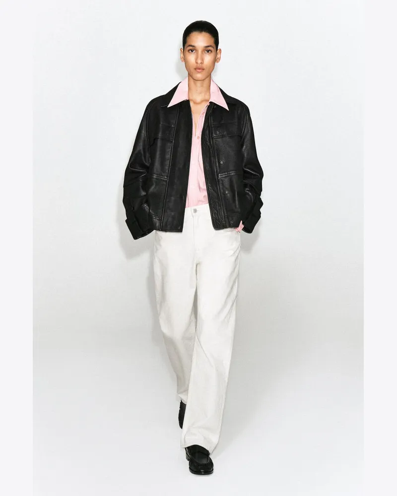 COS Lederjacke Im Workwear-Stil Schwarz