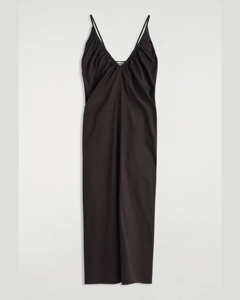 COS Maxikleid Mit Raffungen Und V-Ausschnitt Braun