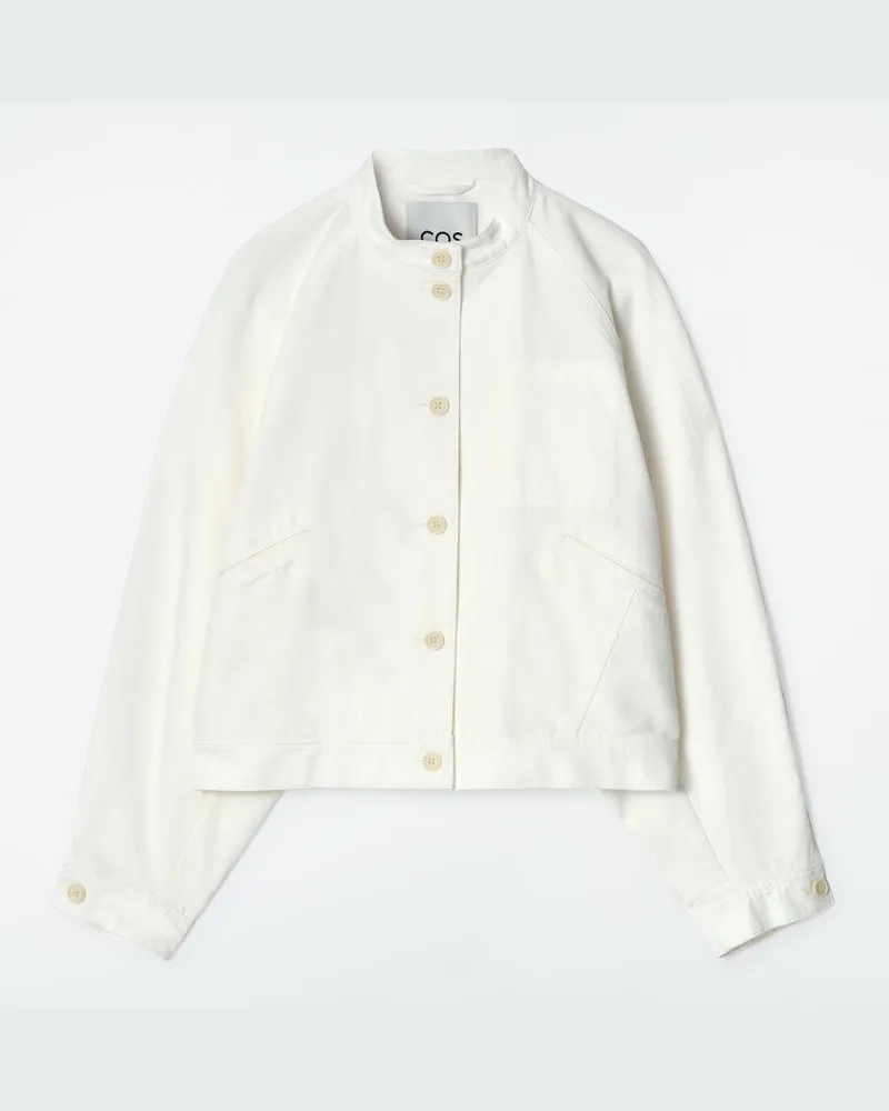 COS Oversized-Bomberjacke Aus Baumwolle Weiß