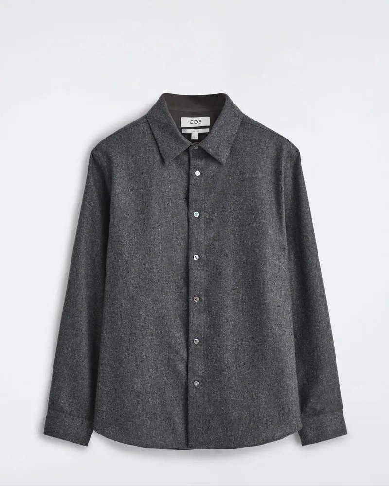 COS Lockeres Hemd Aus Wollflanell Grau