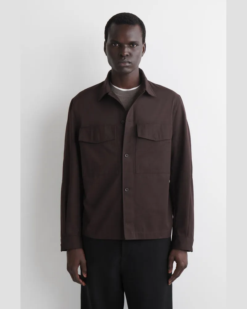 COS Lockere Hemdjacke Aus Baumwolle Braun