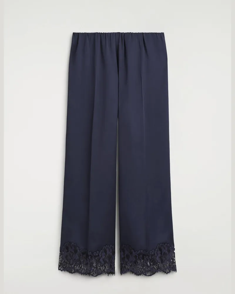 COS Satinhose Mit Spitzenbesatz Blau