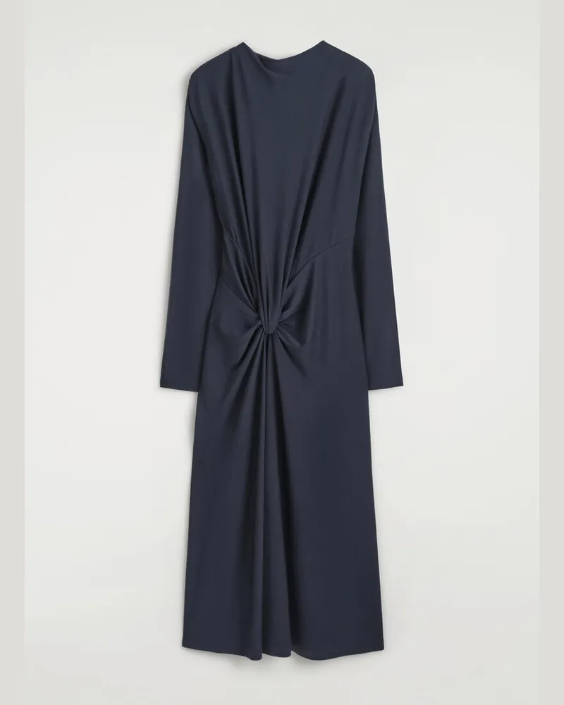 COS Drapiertes Midikleid Mit Twist-Detail Blau