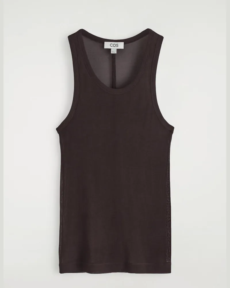 COS Geripptes Tanktop Aus Seide Braun