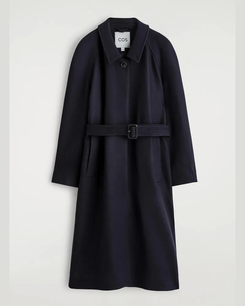 COS Langer Trenchcoat Aus Woll-Mix Blau